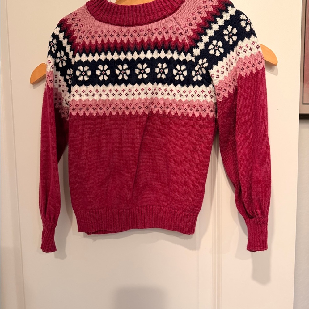 Janie and Jack Pink and Navy Patterned Sweater